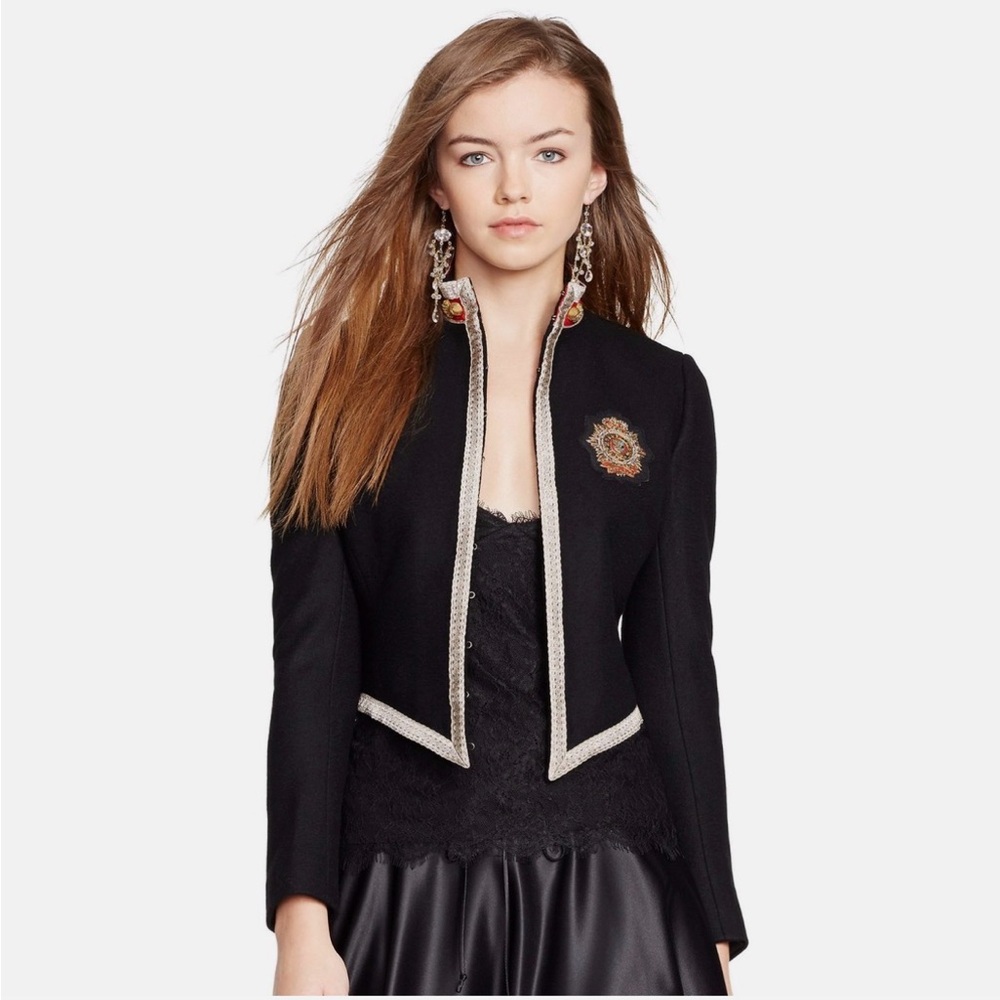 [NWT] POLO Ralph Lauren Black Cropped Military-Style Blazer size 2